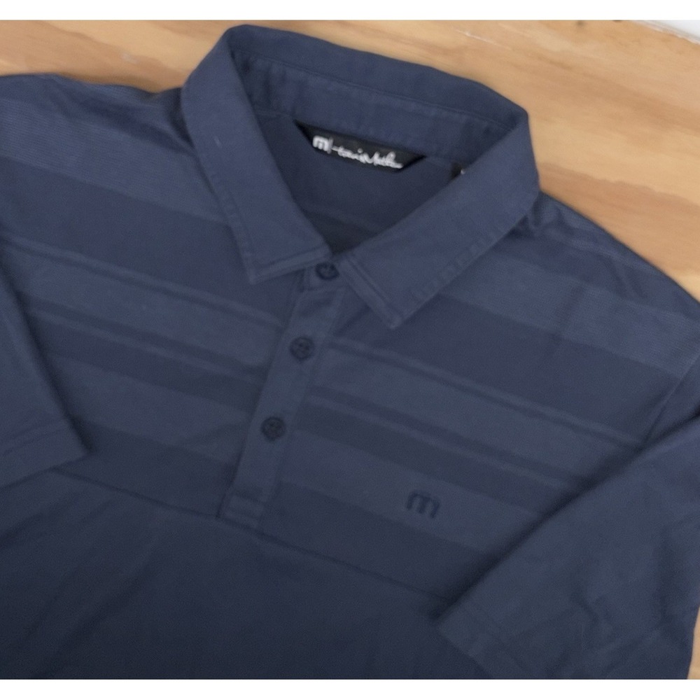 Travis Mathew Performance Golf‎ Polo Medium Navy Blue Solid Cotten Blend